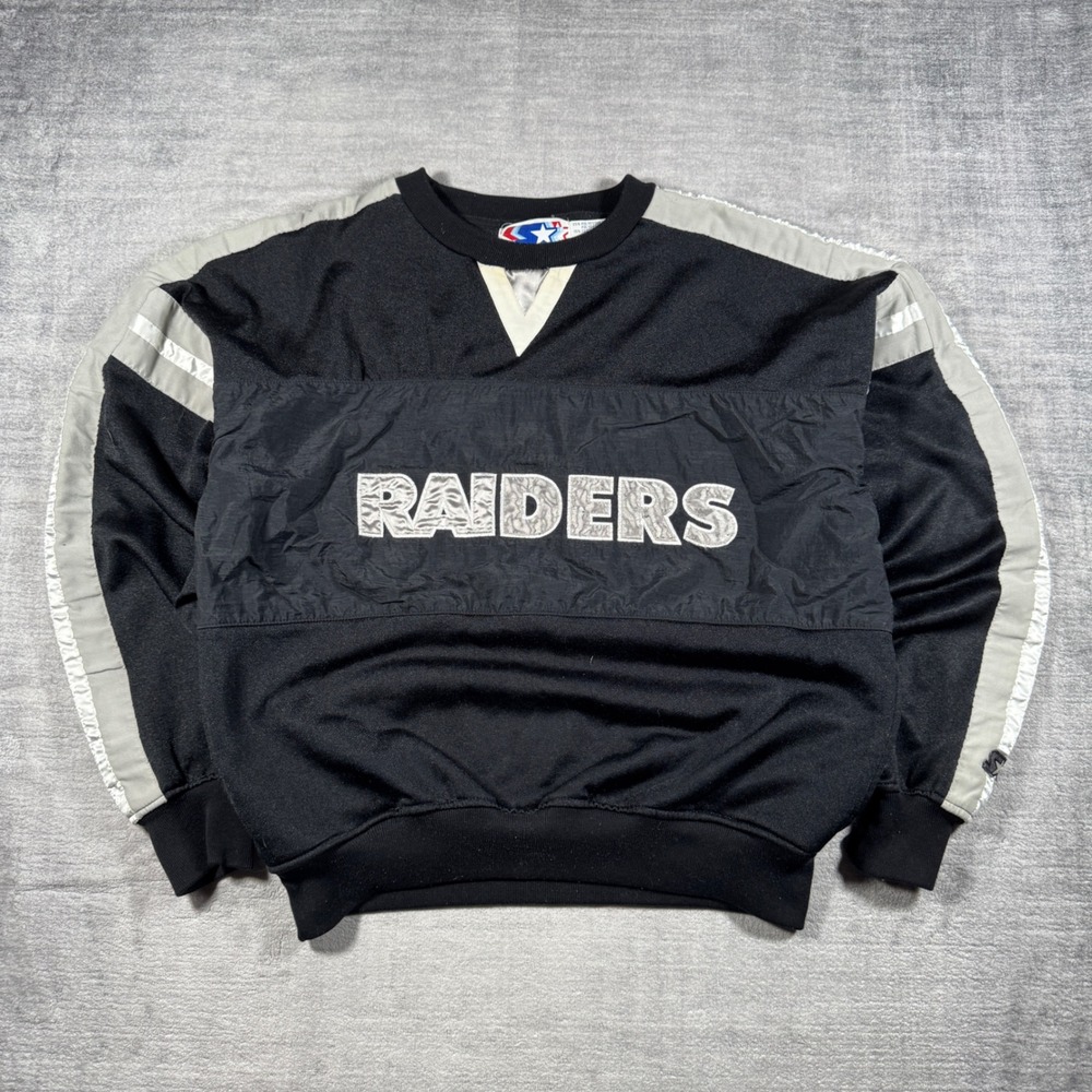 Los Angeles Raiders Sweatshirt Mens Large Black Vintage Starter Colorblock NFL